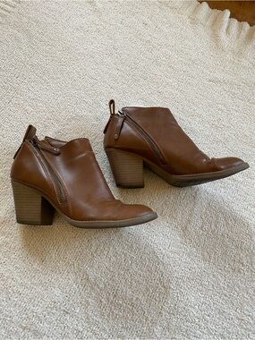 Brown Ankle Booties with Block Heel